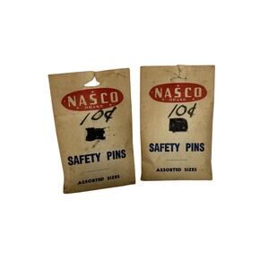 Vintage Nasco Brand Assorted Sizes Safety Pins In Original Bags
